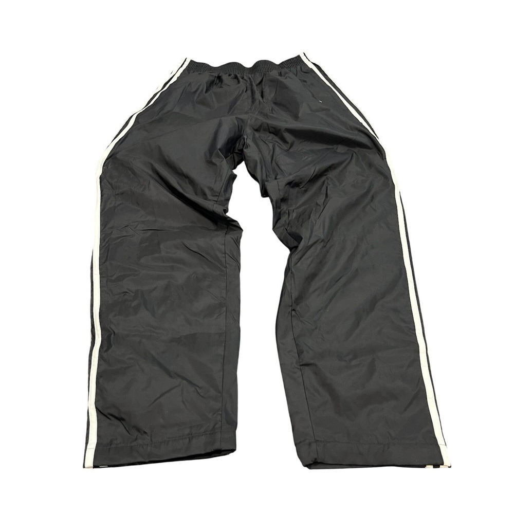 Y2K Adidas Snap Track Pants Mens Small Black White 3-Stripe Tearaway Windbreaker